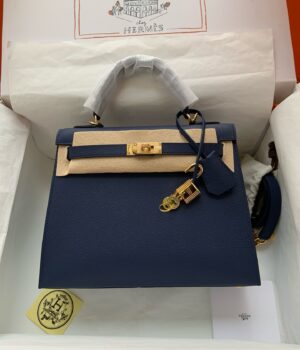 Hermes Kelly, 25cm, Deep Blue, Epsom