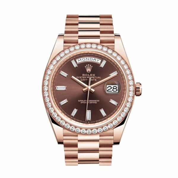 Rolex Day-Date 228345RBR Chocolate Dial Diamond Bezel Replica