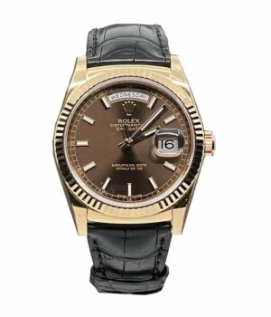 Rolex Day-Date Black Leather Replica