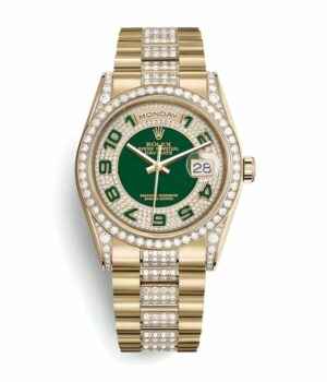 Rolex Datejust Yellow Gold Green Dial Iced out 118348 Replica