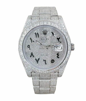 Rolex Datejust 116300 White Gold Diamond Arabic Dial Iced Out Replica
