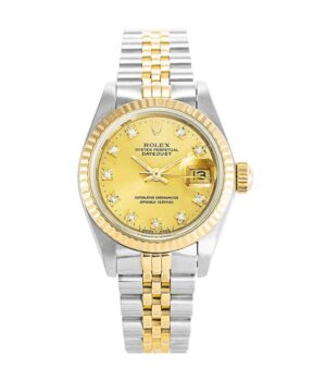 Rolex Datejust Yellow Gold Steel Diamond Dial Ladies 69173 Jubilee Replica