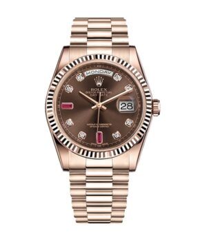 Rolex Day-Date 128235 AR Rose Gold Wrapped Chocolate Dial Replica