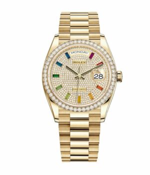 Rolex Day-Date Yellow Gold With Pave Diamond Dial Sapphire 128348RBR-0030 Replica