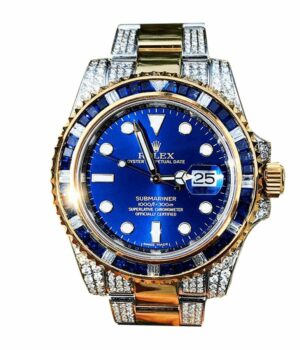 Rolex Submariner 18038 Iced Out Blue Dial Replica
